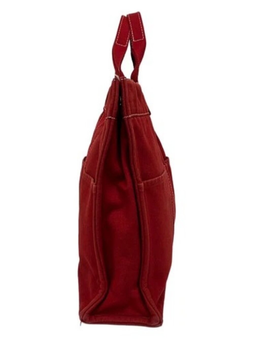 HERMES Sac Deauville Tote MM - Red Canvas None Tote Bag - Picture 2 of 10